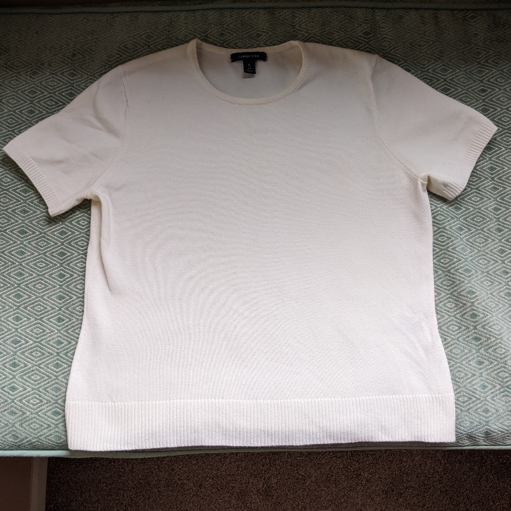 Lands End Light White Knit Top